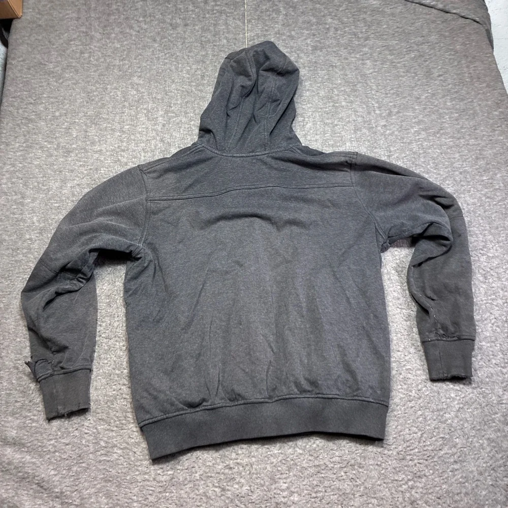 Milwaukee Zip Up Hoodie Mens Medium Black Distressed Heavyweight Workwear - Picture 8 of 12